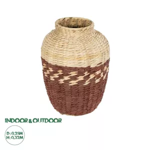 Τεχνητός Κήπος TOULOUSE  Διακοσμητικό Πλεκτό Καλάθι - Κασπώ Γλάστρα -  Μπεζ με Κόκκινο Π25 x M25 x Υ32cm