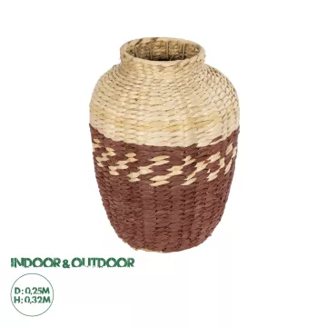 Τεχνητός Κήπος TOULOUSE  Διακοσμητικό Πλεκτό Καλάθι - Κασπώ Γλάστρα -  Μπεζ με Κόκκινο Π25 x M25 x Υ32cm