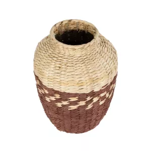 Τεχνητός Κήπος TOULOUSE  Διακοσμητικό Πλεκτό Καλάθι - Κασπώ Γλάστρα -  Μπεζ με Κόκκινο Π25 x M25 x Υ32cm