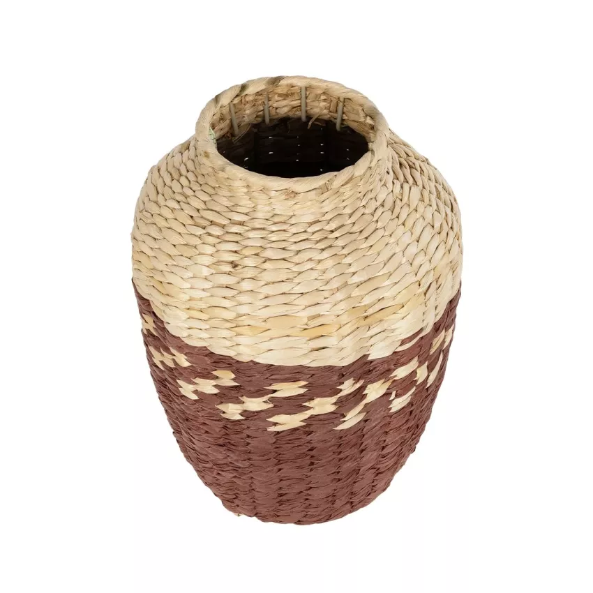 Τεχνητός Κήπος TOULOUSE  Διακοσμητικό Πλεκτό Καλάθι - Κασπώ Γλάστρα -  Μπεζ με Κόκκινο Π25 x M25 x Υ32cm