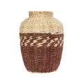 Τεχνητός Κήπος TOULOUSE  Διακοσμητικό Πλεκτό Καλάθι - Κασπώ Γλάστρα -  Μπεζ με Κόκκινο Π25 x M25 x Υ32cm