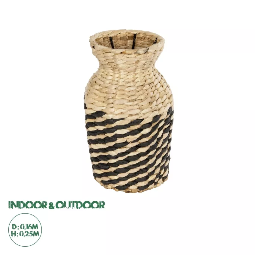 Τεχνητός Κήπος VERSALLES  Διακοσμητικό Πλεκτό Καλάθι - Κασπώ Γλάστρα -  Μπεζ με Μαύρο Π16 x M16 x Υ25cm
