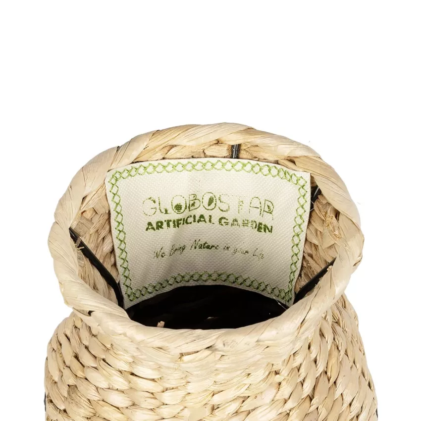 Τεχνητός Κήπος VERSALLES  Διακοσμητικό Πλεκτό Καλάθι - Κασπώ Γλάστρα -  Μπεζ με Μαύρο Π16 x M16 x Υ25cm