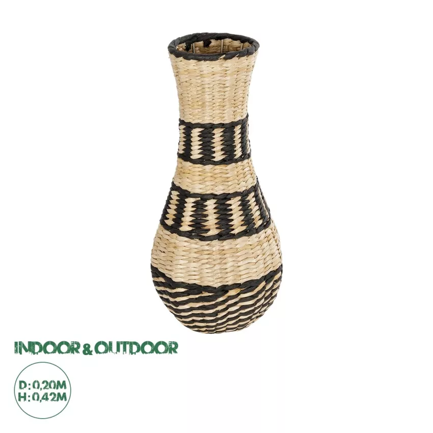 Τεχνητός Κήπος MONTMARTRE  Διακοσμητικό Πλεκτό Καλάθι - Κασπώ Γλάστρα -  Μπεζ με Μαύρο Π20 x M20 x Υ42cm