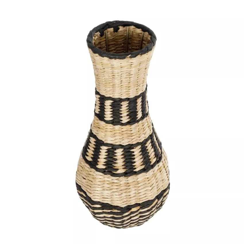 Τεχνητός Κήπος MONTMARTRE  Διακοσμητικό Πλεκτό Καλάθι - Κασπώ Γλάστρα -  Μπεζ με Μαύρο Π20 x M20 x Υ42cm