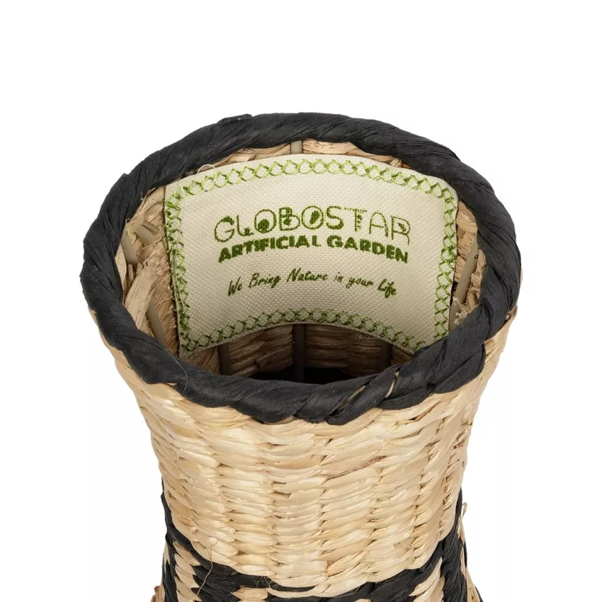 Τεχνητός Κήπος MONTMARTRE  Διακοσμητικό Πλεκτό Καλάθι - Κασπώ Γλάστρα -  Μπεζ με Μαύρο Π20 x M20 x Υ42cm