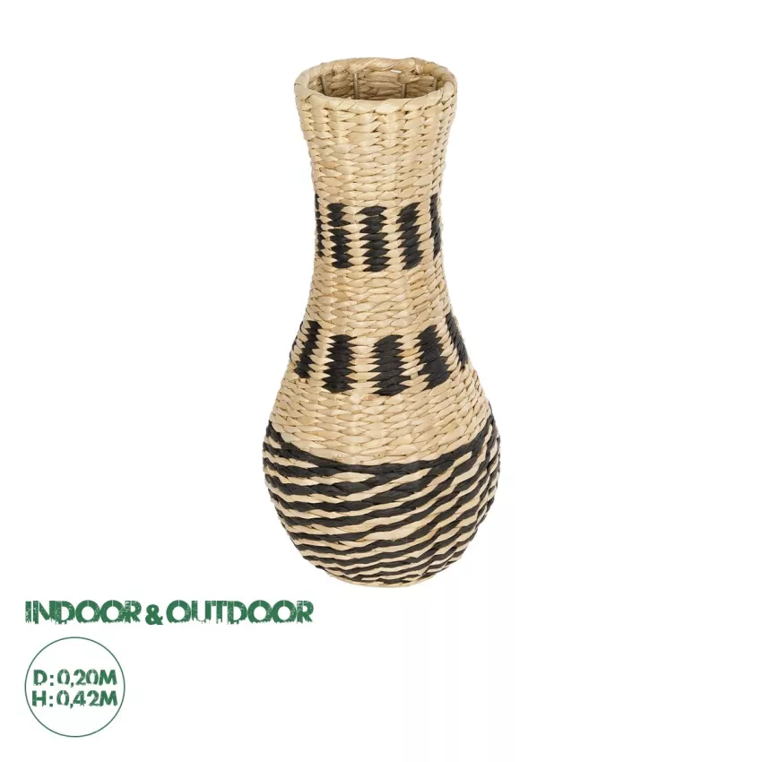 Τεχνητός Κήπος BOLOGNA  Διακοσμητικό Πλεκτό Καλάθι - Κασπώ Γλάστρα -  Μπεζ με Μαύρο Π20 x M20 x Υ42cm