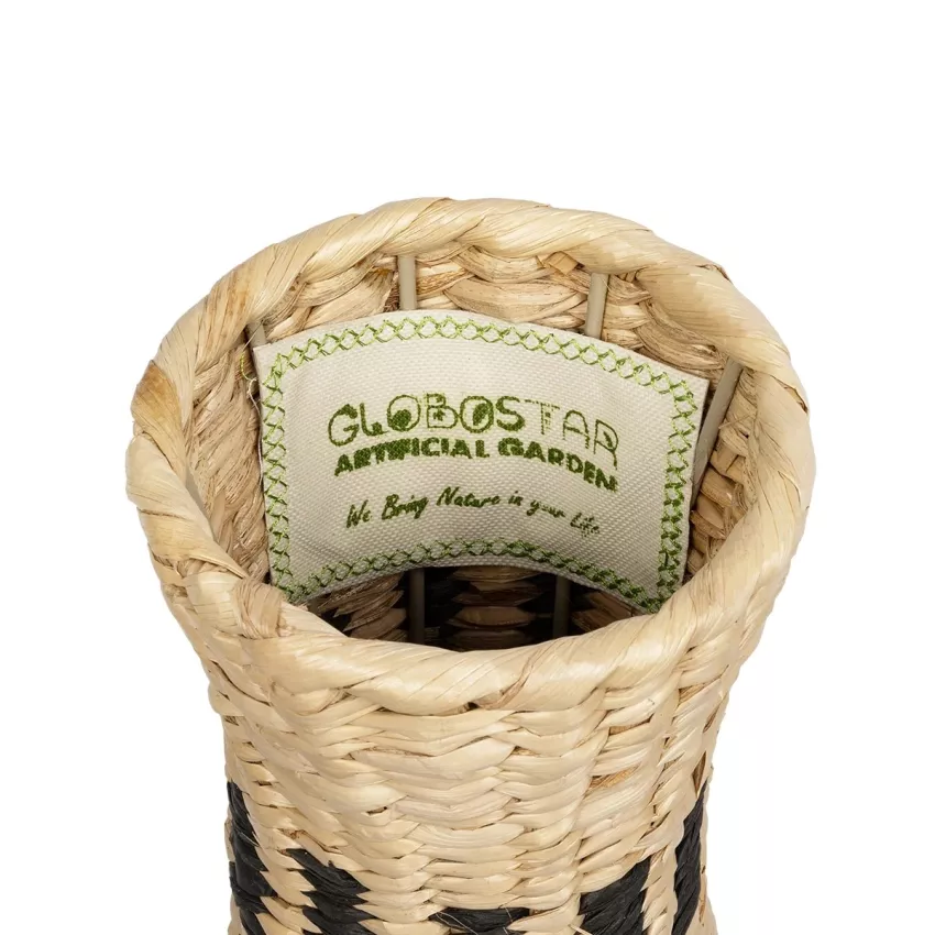 Τεχνητός Κήπος BOLOGNA  Διακοσμητικό Πλεκτό Καλάθι - Κασπώ Γλάστρα -  Μπεζ με Μαύρο Π20 x M20 x Υ42cm
