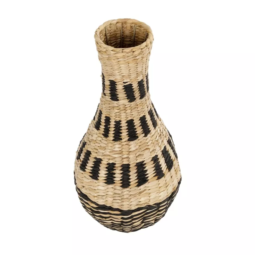 Τεχνητός Κήπος HAVANA  Διακοσμητικό Πλεκτό Καλάθι - Κασπώ Γλάστρα -  Μπεζ με Μαύρο Π25 x M25 x Υ57cm