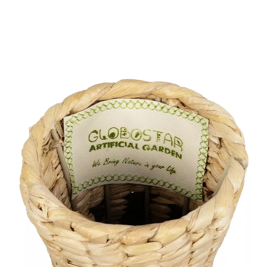 Τεχνητός Κήπος HAVANA  Διακοσμητικό Πλεκτό Καλάθι - Κασπώ Γλάστρα -  Μπεζ με Μαύρο Π25 x M25 x Υ57cm