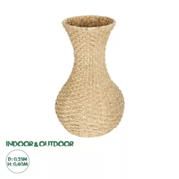 Τεχνητός Κήπος SANDIAGO  Διακοσμητικό Πλεκτό Καλάθι - Κασπώ Γλάστρα -  Μπεζ Π25 x M25 x x Υ40cm