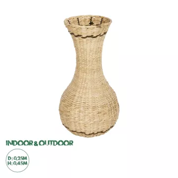 Τεχνητός Κήπος MONACO  Διακοσμητικό Πλεκτό Καλάθι - Κασπώ Γλάστρα -  Μπεζ με Καφέ Π25 x M25 x Υ45cm