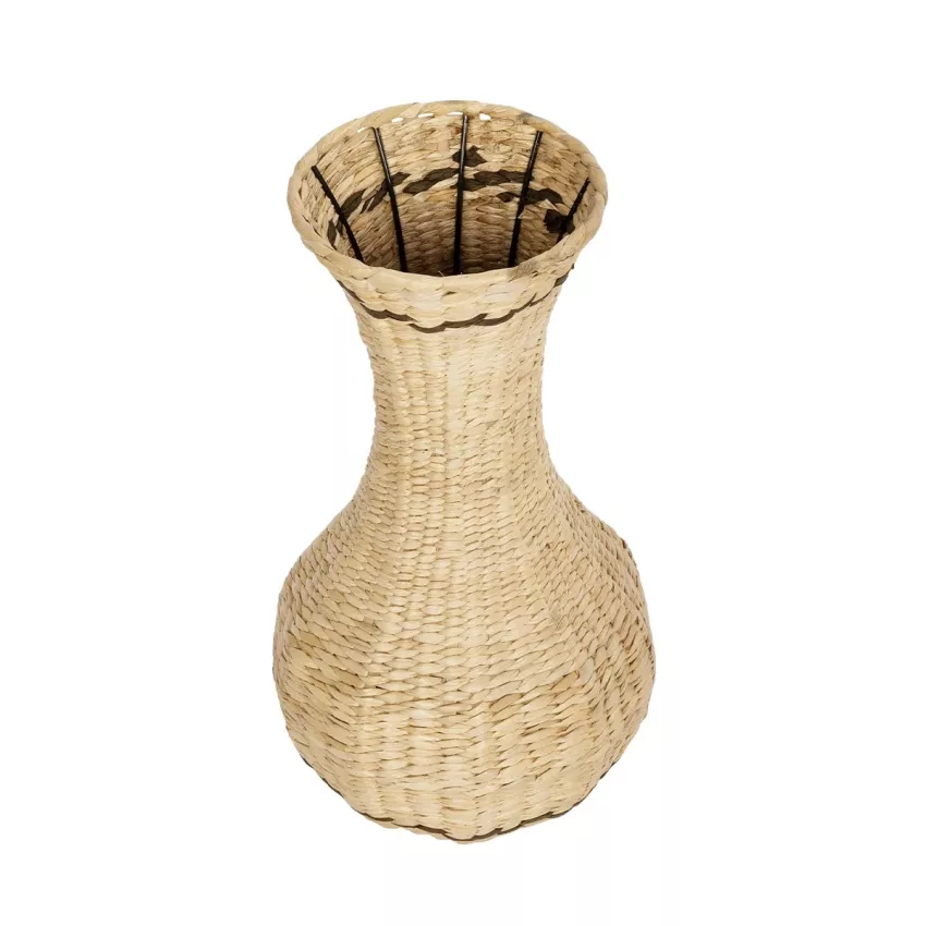 Τεχνητός Κήπος MONACO  Διακοσμητικό Πλεκτό Καλάθι - Κασπώ Γλάστρα -  Μπεζ με Καφέ Π25 x M25 x Υ45cm