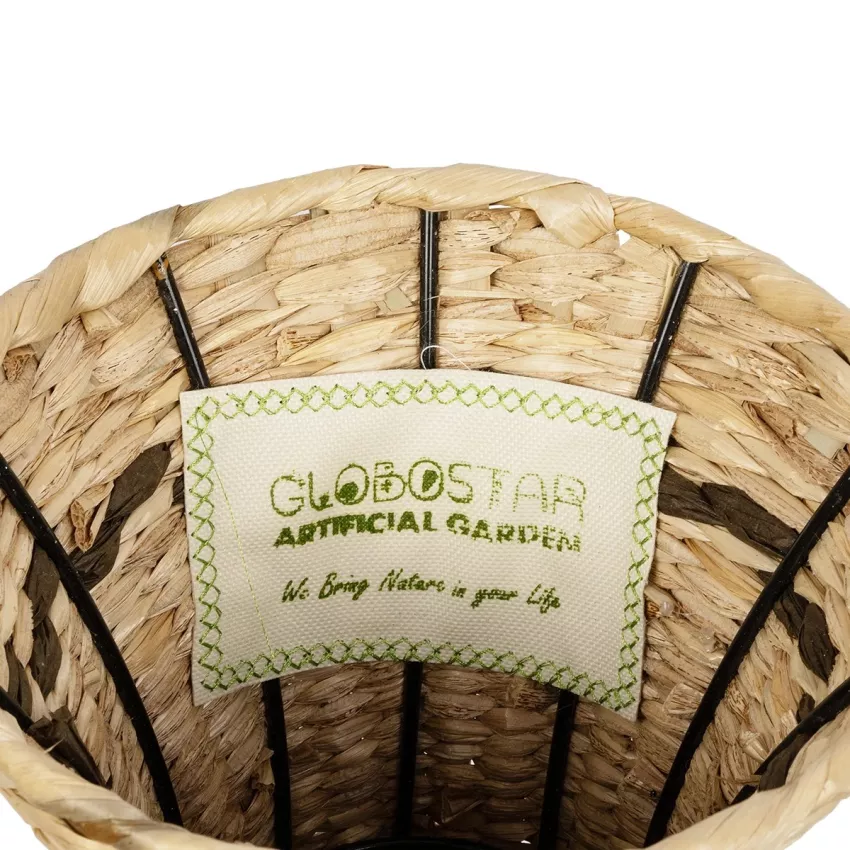 Τεχνητός Κήπος MONACO  Διακοσμητικό Πλεκτό Καλάθι - Κασπώ Γλάστρα -  Μπεζ με Καφέ Π25 x M25 x Υ45cm