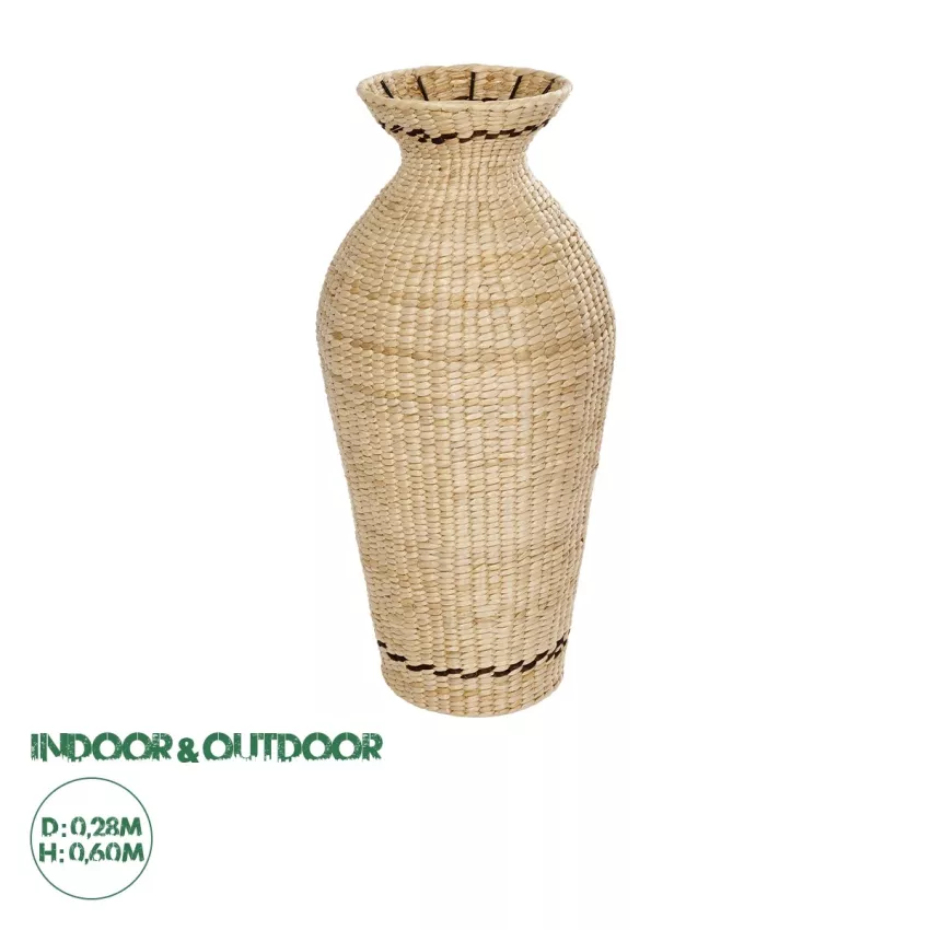 Τεχνητός Κήπος MONTPELLIER  Διακοσμητικό Πλεκτό Καλάθι - Κασπώ Γλάστρα -  Μπεζ με Καφέ Π28 x M28 x Υ60cm