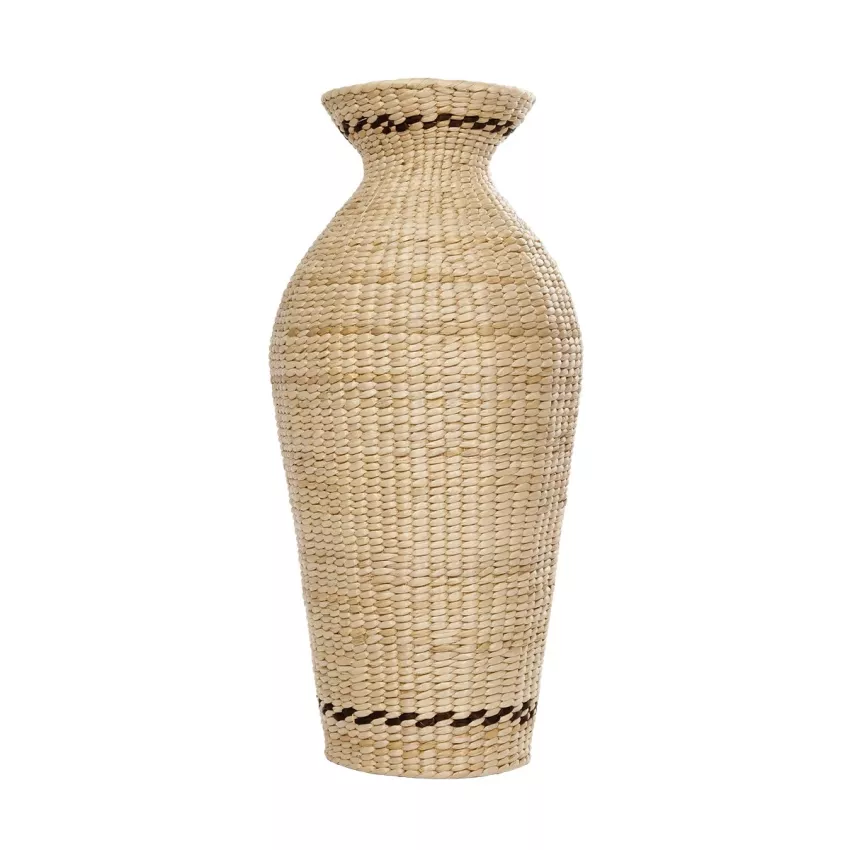 Τεχνητός Κήπος MONTPELLIER  Διακοσμητικό Πλεκτό Καλάθι - Κασπώ Γλάστρα -  Μπεζ με Καφέ Π28 x M28 x Υ60cm