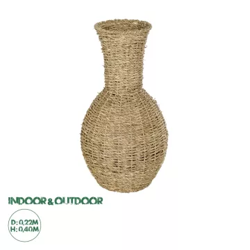 Τεχνητός Κήπος MAUI  Διακοσμητικό Πλεκτό Καλάθι - Κασπώ Γλάστρα -  Μπεζ Π22 x M22 x Υ40cm