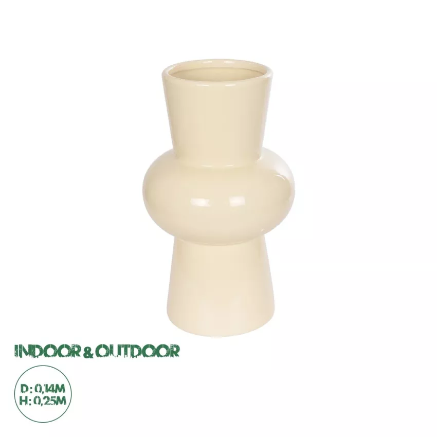 Τεχνητός Κήπος DESERT  Διακοσμητικό Κεραμικό Βάζo Μπεζ Π14 x Μ14 x Υ25 cm