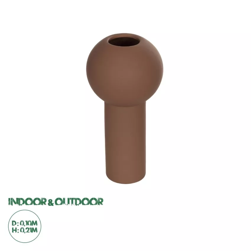 Τεχνητός Κήπος COSTA RICA  Διακοσμητικό Κεραμικό Βάζo Καφέ Π10 x Μ10 x Υ21cm