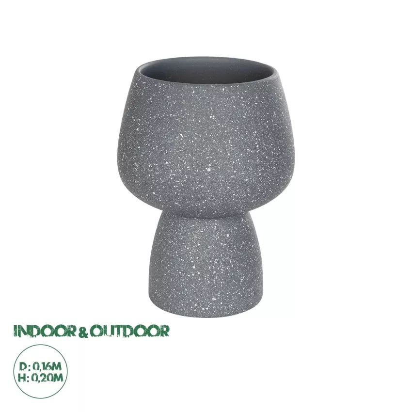Τεχνητός Κήπος SAMUI  Διακοσμητικό Κεραμικό Βάζo Γκρι Π16 x Μ16 x Υ20cm