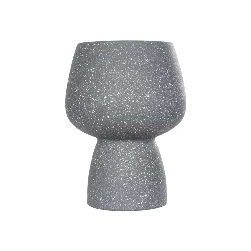 Τεχνητός Κήπος SAMUI  Διακοσμητικό Κεραμικό Βάζo Γκρι Π16 x Μ16 x Υ20cm