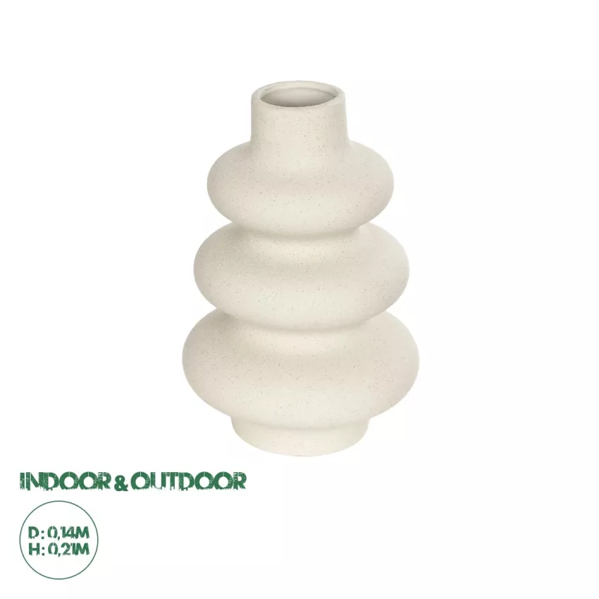 Τεχνητός Κήπος THAILAND  Διακοσμητικό Κεραμικό Βάζo Μπεζ Π14 x Μ14 x Υ21cm