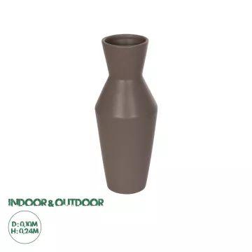 Τεχνητός Κήπος UNIQUE  Διακοσμητικό Κεραμικό Βάζo Καφέ Π10 x Μ10 x Υ24cm