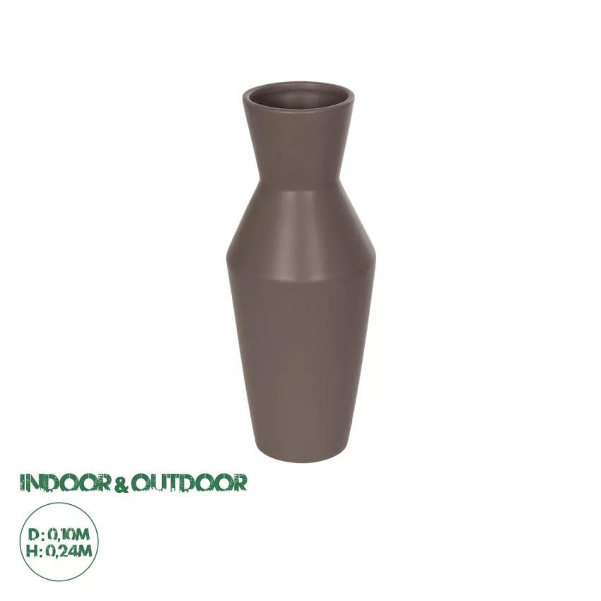Τεχνητός Κήπος UNIQUE  Διακοσμητικό Κεραμικό Βάζo Καφέ Π10 x Μ10 x Υ24cm