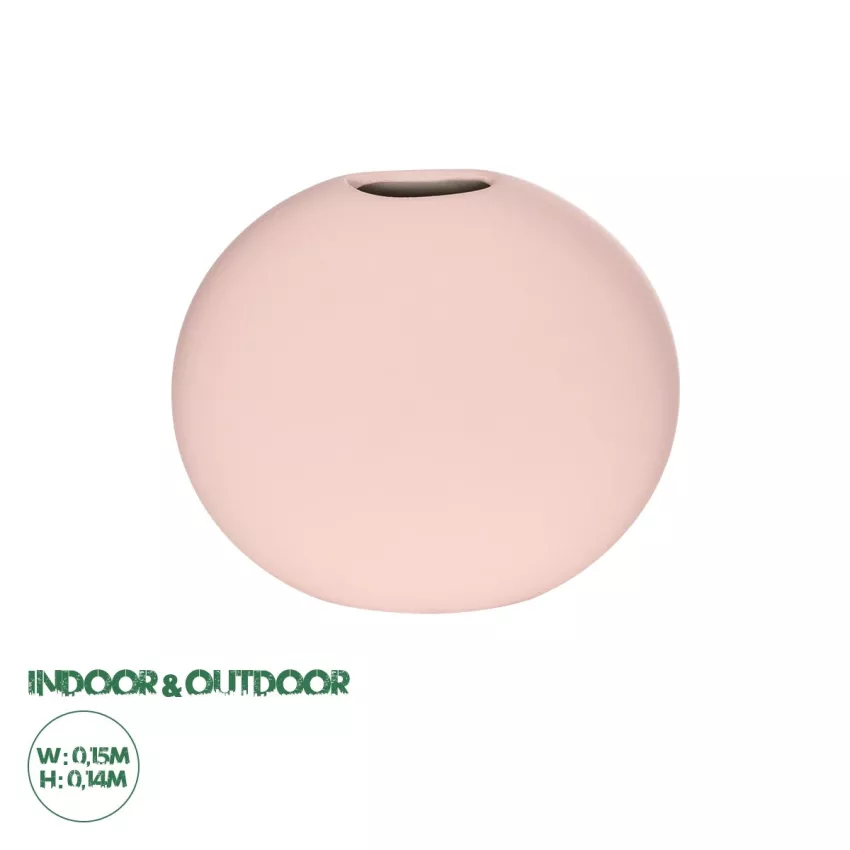 Τεχνητός Κήπος SICILY  Διακοσμητικό Κεραμικό Βάζo Ροζ Π15 x Μ15 x Υ14cm