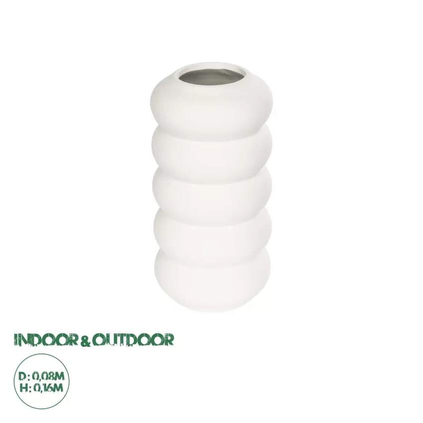 Τεχνητός Κήπος NOUVEAU  Διακοσμητικό Κεραμικό Βάζo Λευκό Π8 x Μ8 x Υ16cm