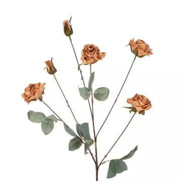 Τεχνητός Κήπος SALMON ROSE BRANCH  Τεχνητό Διακοσμητικό Κλαδί Τριαντάφυλλα Ροζ Y80cm