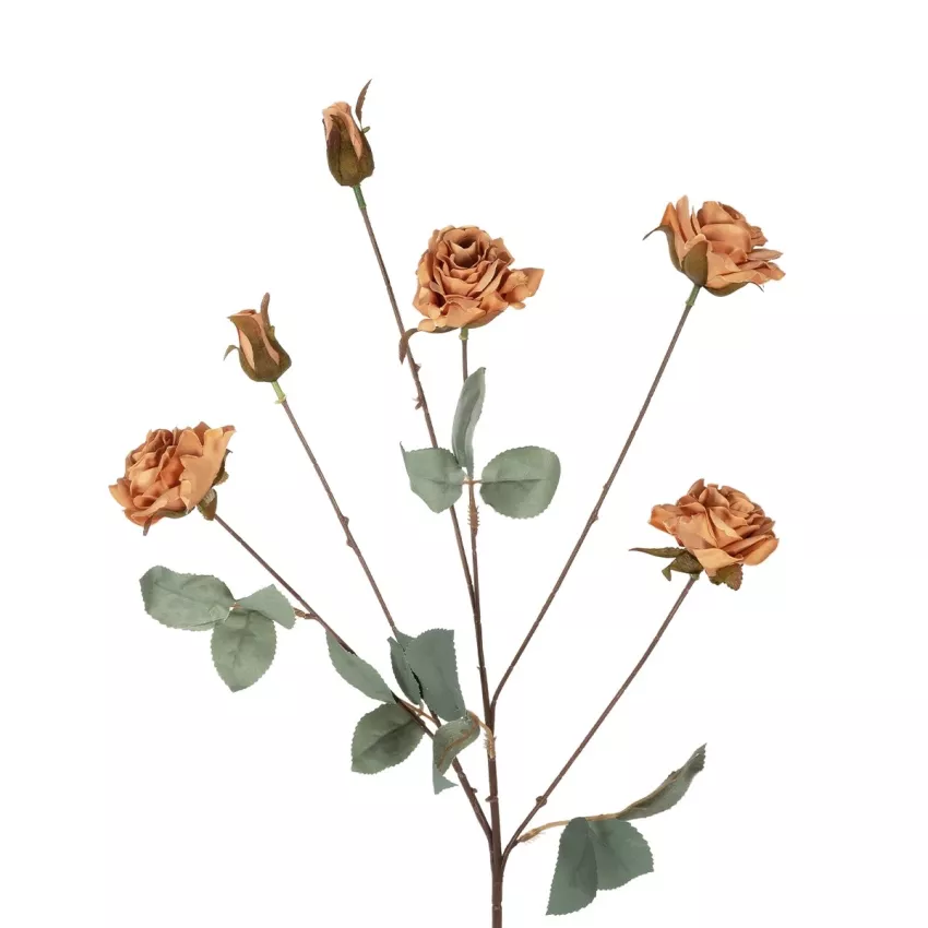 Τεχνητός Κήπος SALMON ROSE BRANCH  Τεχνητό Διακοσμητικό Κλαδί Τριαντάφυλλα Ροζ Y80cm