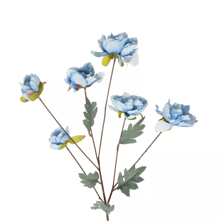 Τεχνητός Κήπος SKY BLUE PAEONIA BRANCH  Τεχνητό Διακοσμητικό Κλαδί Παιώνιας Μπλέ Y82cm