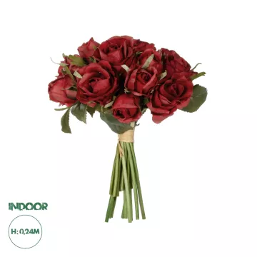 Τεχνητός Κήπος RED ROSE BOUQUET  Τεχνητό Διακοσμητικό Μπουκέτο Τριαντάφυλλα Κοκκινο Y24cm