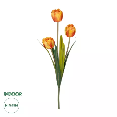 Τεχνητός Κήπος ORANGE TULIP BRANCH  Τεχνητό Διακοσμητικό Κλαδί Πορτοκαλί Τουλίπα Y48cm