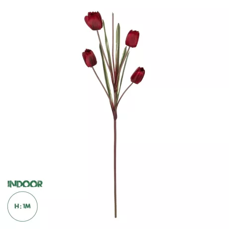 Τεχνητός Κήπος RED TULIP BRANCH  Τεχνητό Διακοσμητικό Κλαδί Κόκκινη Τουλίπα Y100cm