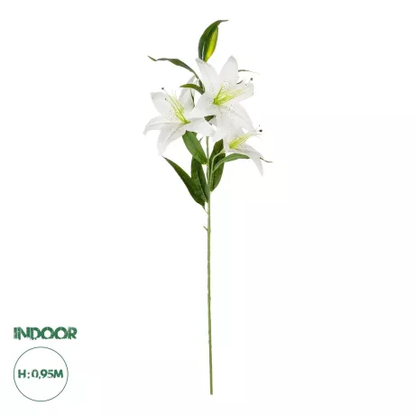 Τεχνητός Κήπος WHITE LILLY BRANCH  Τεχνητό Διακοσμητικό Κλαδί Λευκό Κρίνο Y95cm