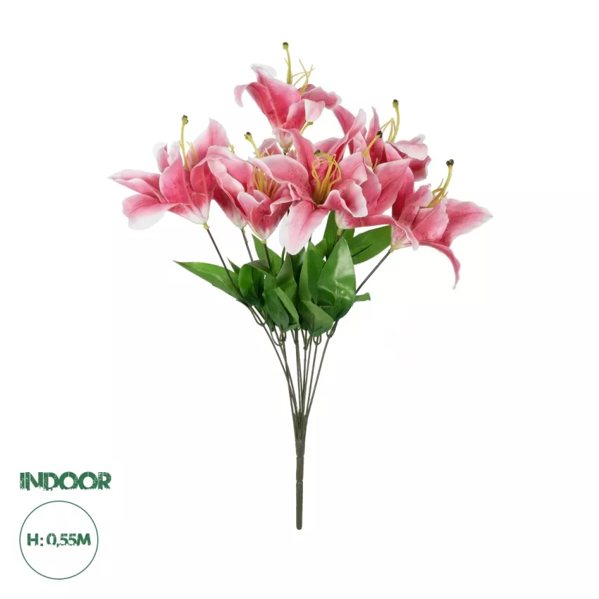 Τεχνητός Κήπος PINK LILLY BOUQUET  Τεχνητό Διακοσμητικό Μπουκέτο Ροζ Κρίνα Y55cm