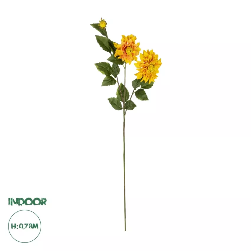 Τεχνητός Κήπος ORANGE DHALIA BRANCH  Τεχνητό Διακοσμητικό Πορτοκαλί Κλαδί Ντάλια Y115cm