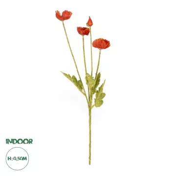 Τεχνητός Κήπος RED POPPY BRANCH  Τεχνητό Διακοσμητικό Κλαδί Παπαρούνα Κόκκινη Y50cm
