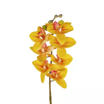 Τεχνητός Κήπος YELLOW RED ORCHID BRANCH  Τεχνητό Διακοσμητικό Κλαδί Κίτρινη Ορχιδέα Y70cm