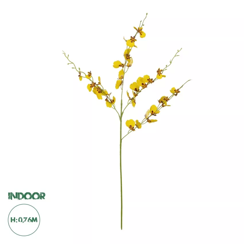 Τεχνητός Κήπος YELLOW SPRING ORCHIDIUM BRANCH  Τεχνητό Διακοσμητικό Κλαδί Κίτρινη Ορχιδέα Y76cm