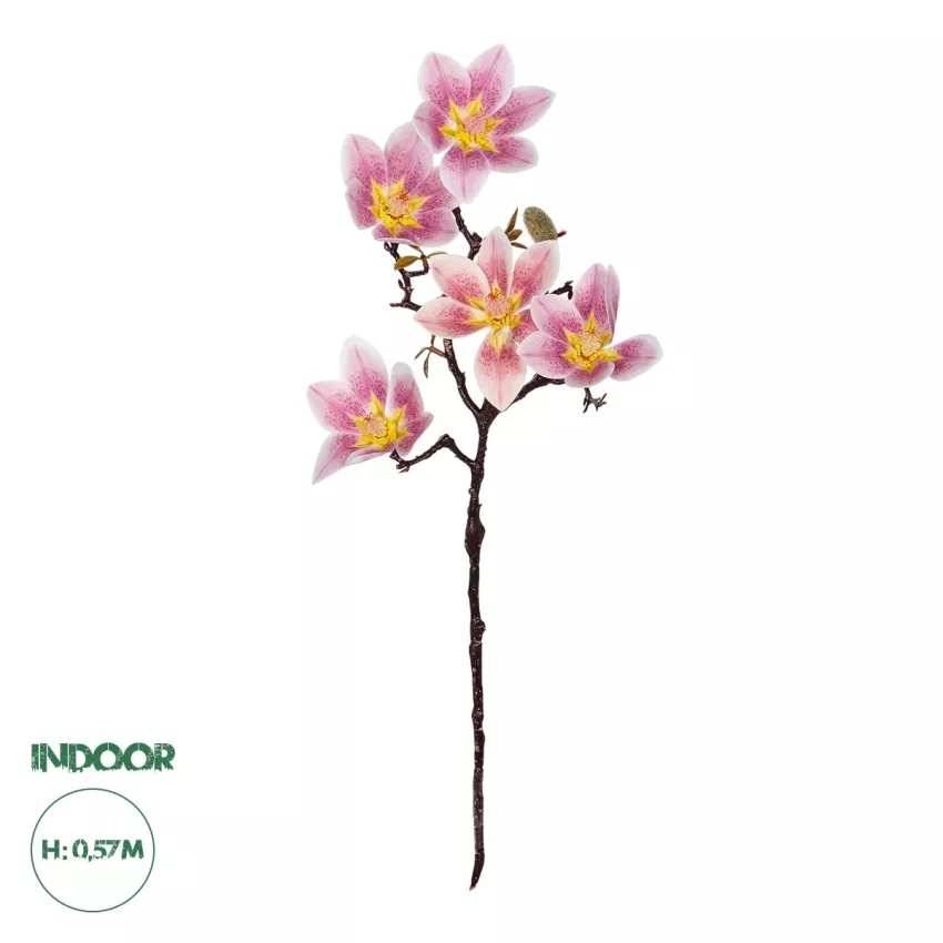 Τεχνητός Κήπος PING MAGNOLIA BRANCH  Τεχνητό Διακοσμητικό Κλαδί Ροζ Μαγνόλια Y57cm