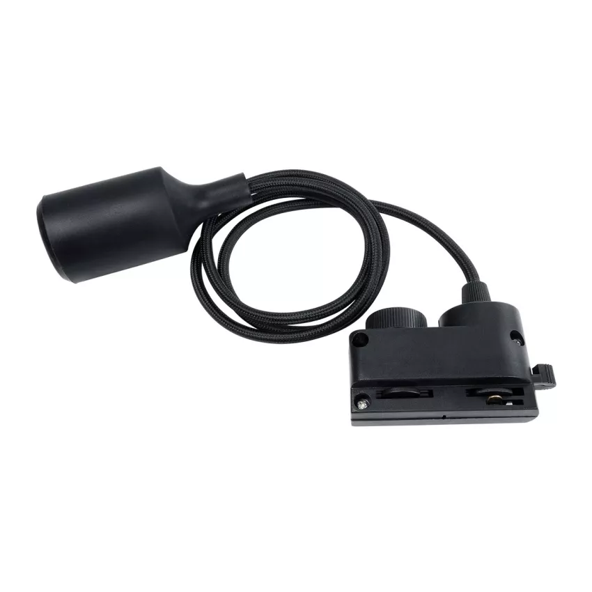 Αντάπτορας Κρέμασης Φωτιστικού -  Μονοφασικός 2 Καλωδίων με 1 Μέτρο Υφασμάτινο Καλώδιο και Ντουί E27 AC 220-240V IP20 Μ7 x Π3 x Υ4cm - Μαύρο