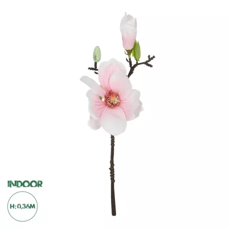 Τεχνητός Κήπος WHITE PING MAGNOLIA BRANCH  Τεχνητό Διακοσμητικό Κλαδί Λευκή Ροζ Μαγνόλια Y36cm
