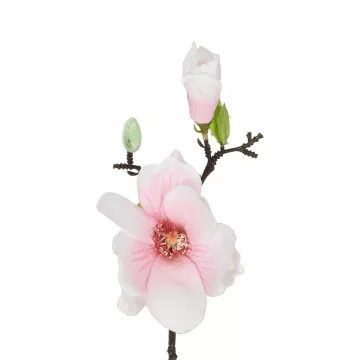 Τεχνητός Κήπος WHITE PING MAGNOLIA BRANCH  Τεχνητό Διακοσμητικό Κλαδί Λευκή Ροζ Μαγνόλια Y36cm