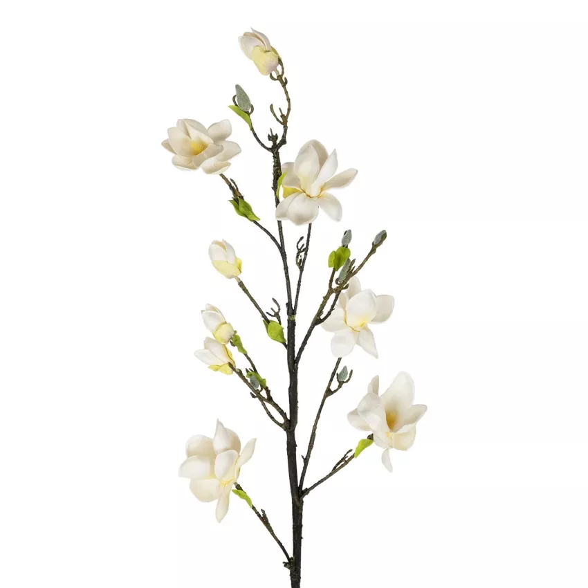Τεχνητός Κήπος WHITE YELLOW MAGNOLIA BRANCH  Τεχνητό Διακοσμητικό Κλαδί Λευκή Κίτρινη Μαγνόλια Y108cm