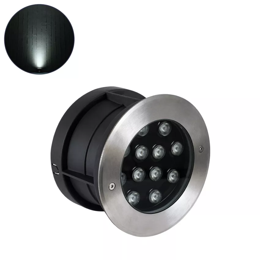 UNDERWATER-GUNE  Υποβρύχιο Χωνευτό Φωτιστικό Σποτ Ειδικό για Σιντριβάνια LED 12W 1200lm 60° DC 24V Αδιάβροχο IP68 Φ10 x Υ7.5cm Ψυχρό Λευκό 6000K - Ανοξείδωτο Ατσάλι