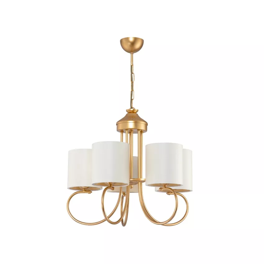 GLOBOSTAR® TRITON  Vintage Κρεμαστό Φωτιστικό Οροφής με Ντουί 5 x E27 AC 220-240V IP20 - Χρυσό & Μπεζ - Μ50 x Π50 x Υ48cm