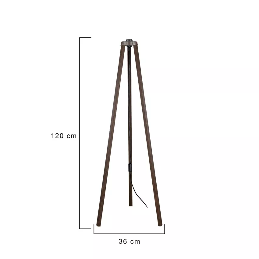 TRIPOD  Μοντέρνο Επιδαπέδιο Φωτιστικό Μονόφωτο 1 x E27 IP20 Καφέ Ξύλο - Μ38 x Π38 x Υ120cm